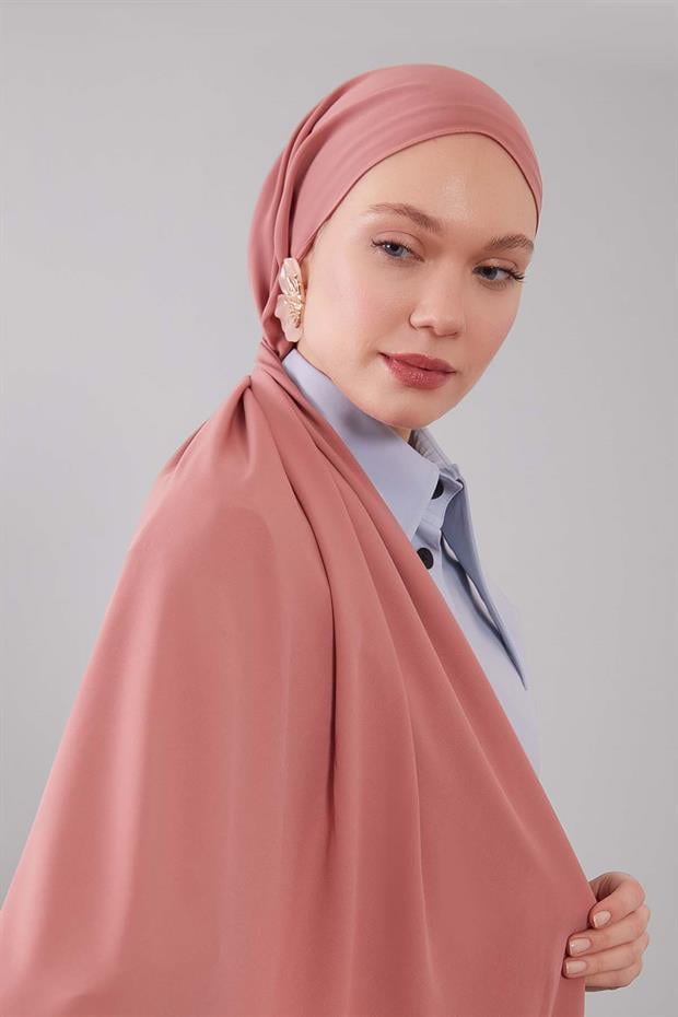 Kiremit Düz Medine İpeği Şal