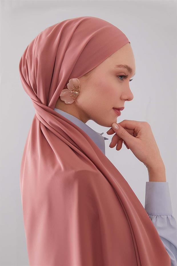 Kiremit Düz Medine İpeği Şal