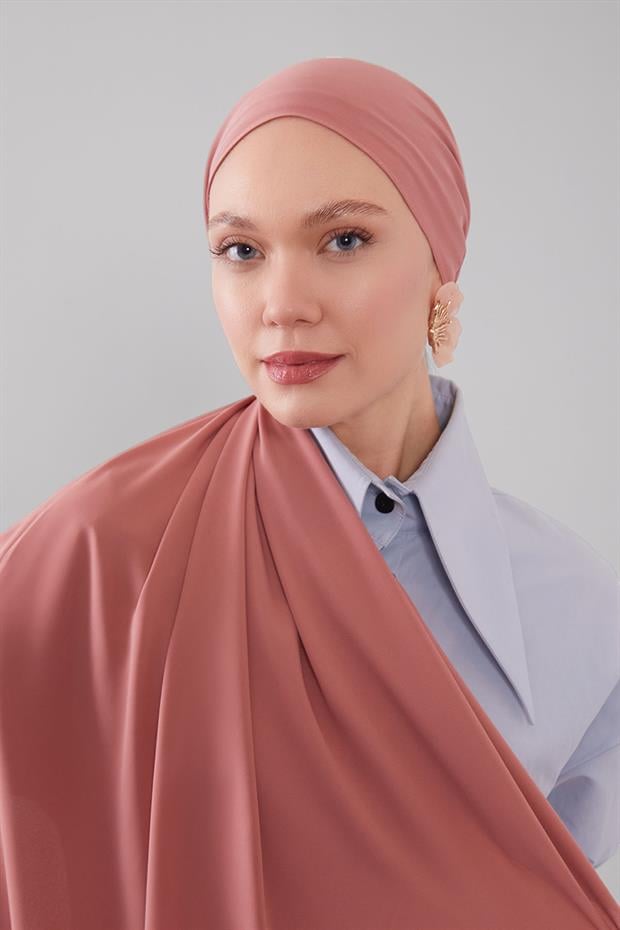 Kiremit Düz Medine İpeği Şal