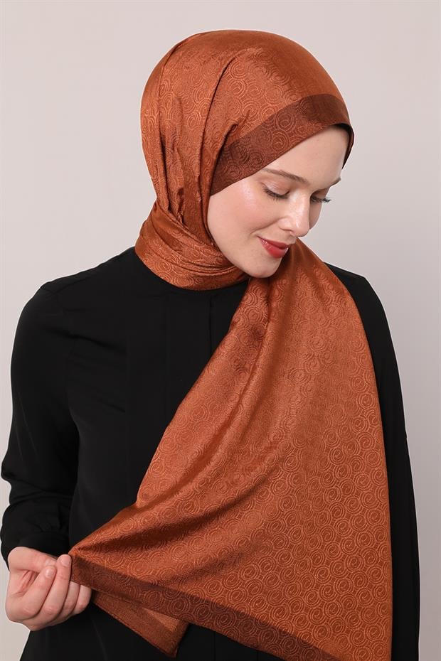 Kiremit Halka Desen Monogram Şal