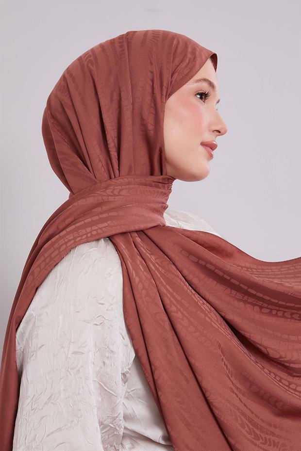 Kiremit Karışık Şerit Desen Green Şal