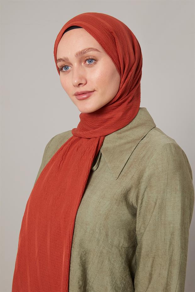 Kiremit Kendinden Dokulu Natural Line Şal