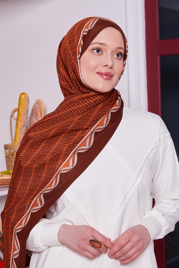 Kiremit Labirent Desen Royal Şal