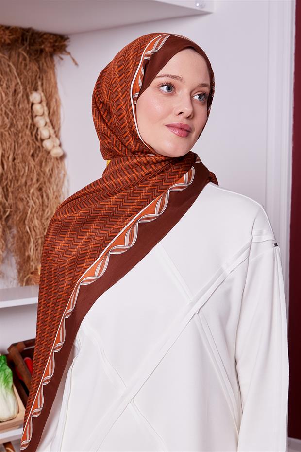 Kiremit Labirent Desen Royal Şal