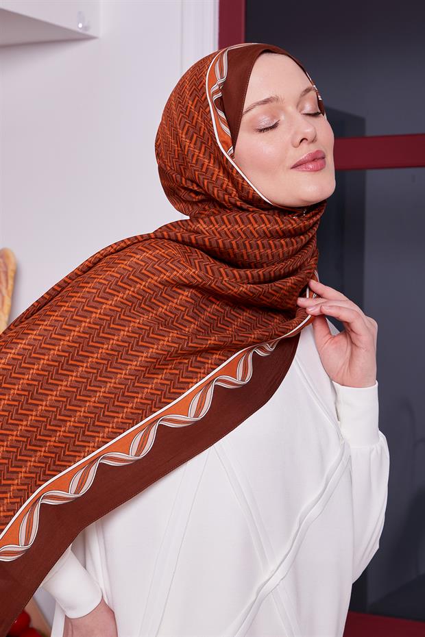 Kiremit Labirent Desen Royal Şal