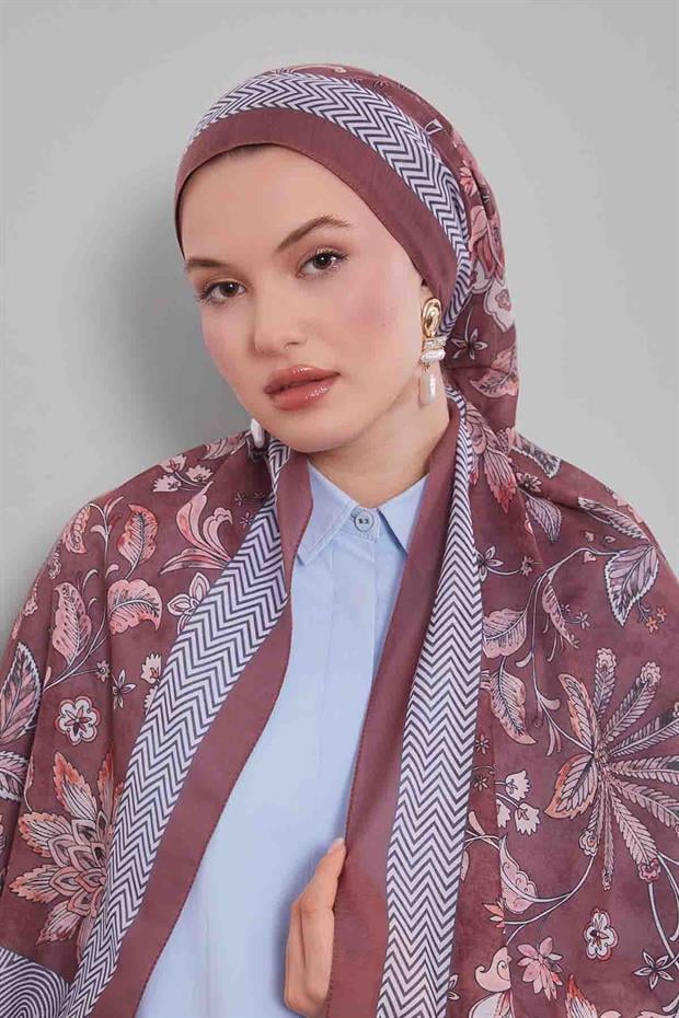 Kiremit Lale Desen Sport Şal