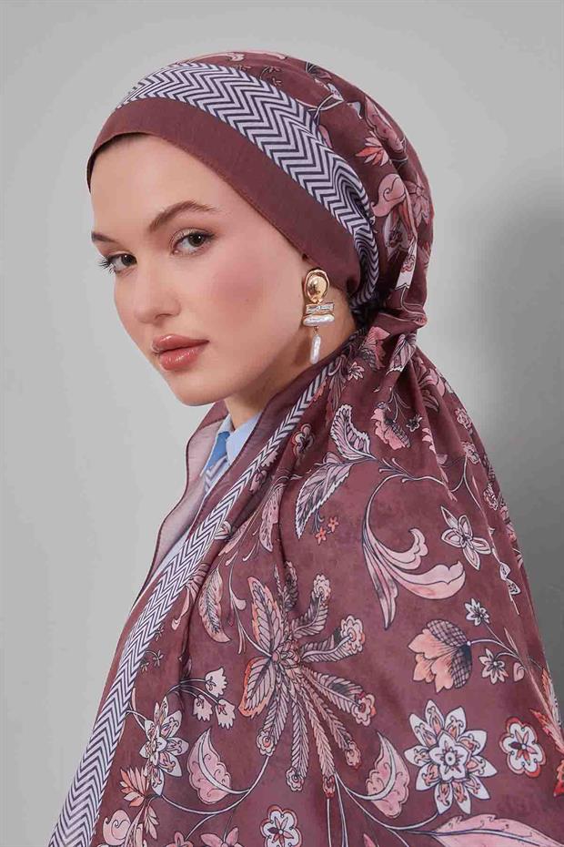 Kiremit Lale Desen Sport Şal