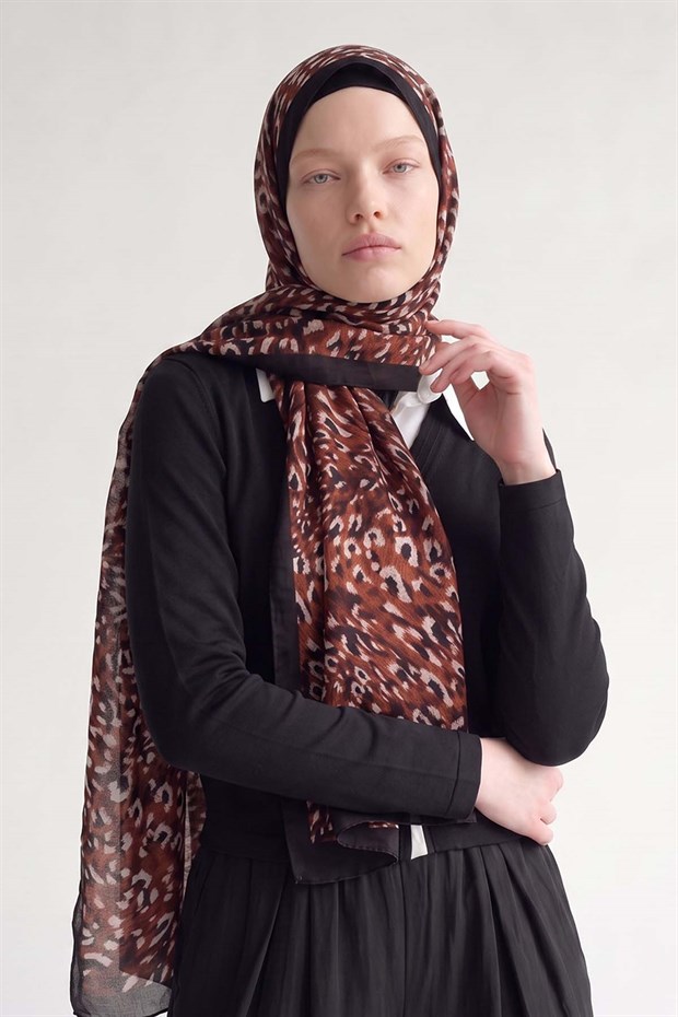 Kiremit Leopar Dokulu Sport Şal
