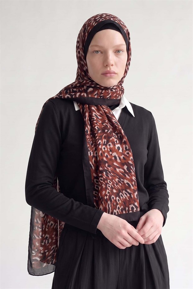 Kiremit Leopar Dokulu Sport Şal