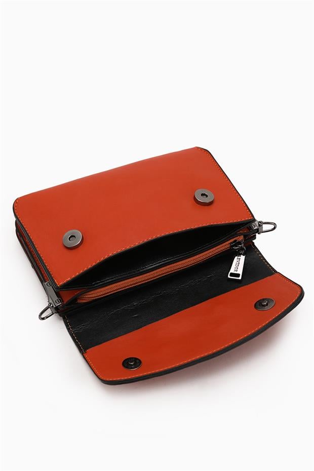 Kiremit Metal Logolu Omuz Çantası