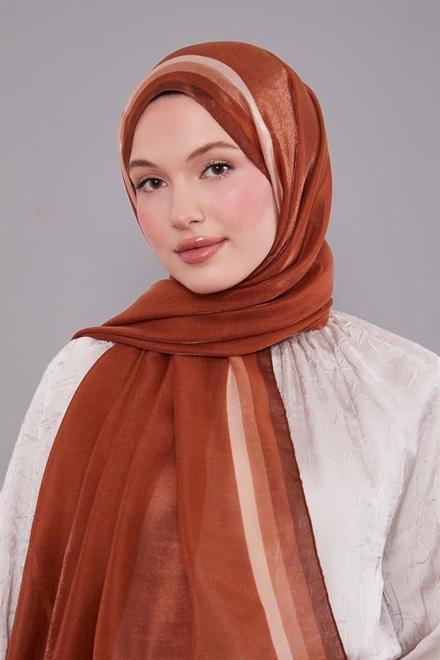 Kiremit Renk Geçişli Kehribar Şal