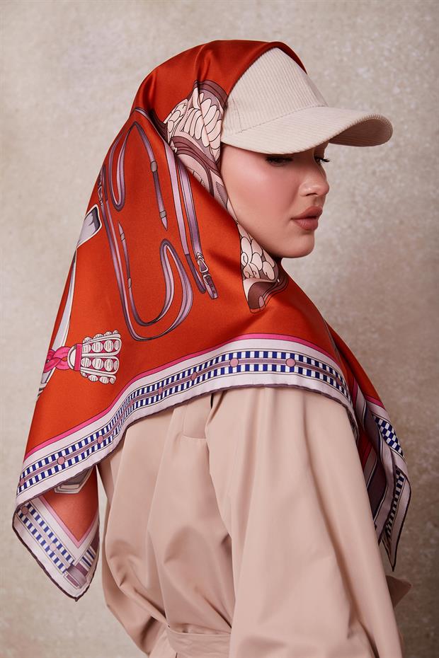 Kiremit Twill İpek Eşarp Lunera Koleksiyonu