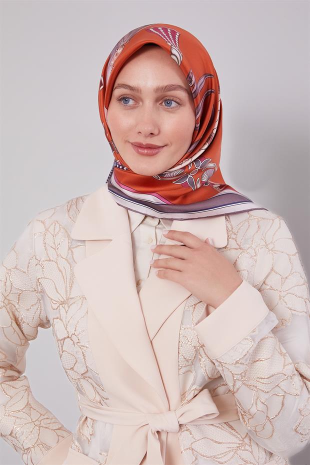 Kiremit Twill İpek Eşarp Lunera Koleksiyonu