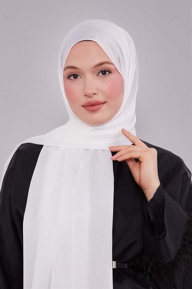 Kırık Beyaz Düz Premium Abiye Şal