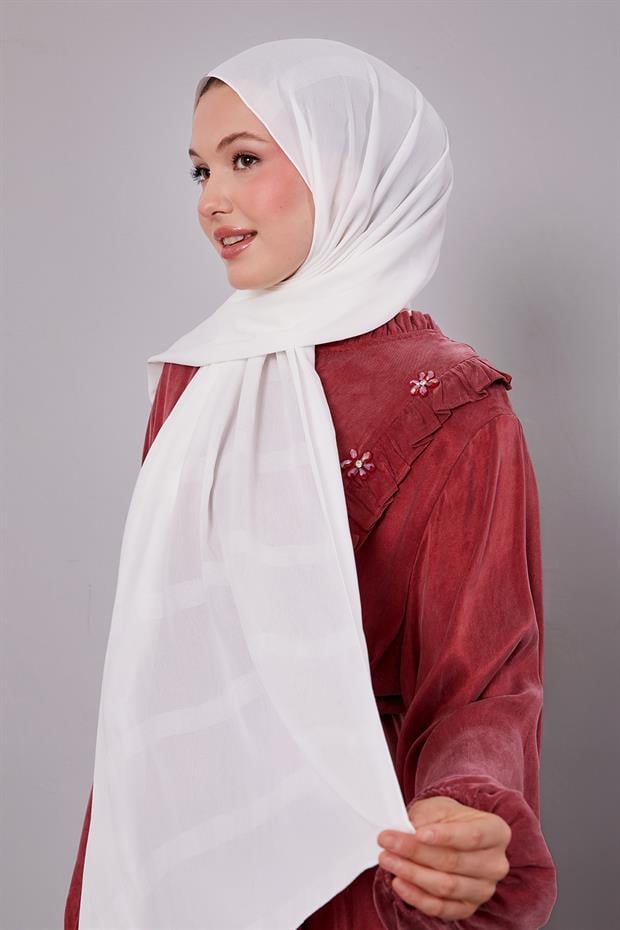 Kırık Beyaz Kendinden Çizgili Dream Şal