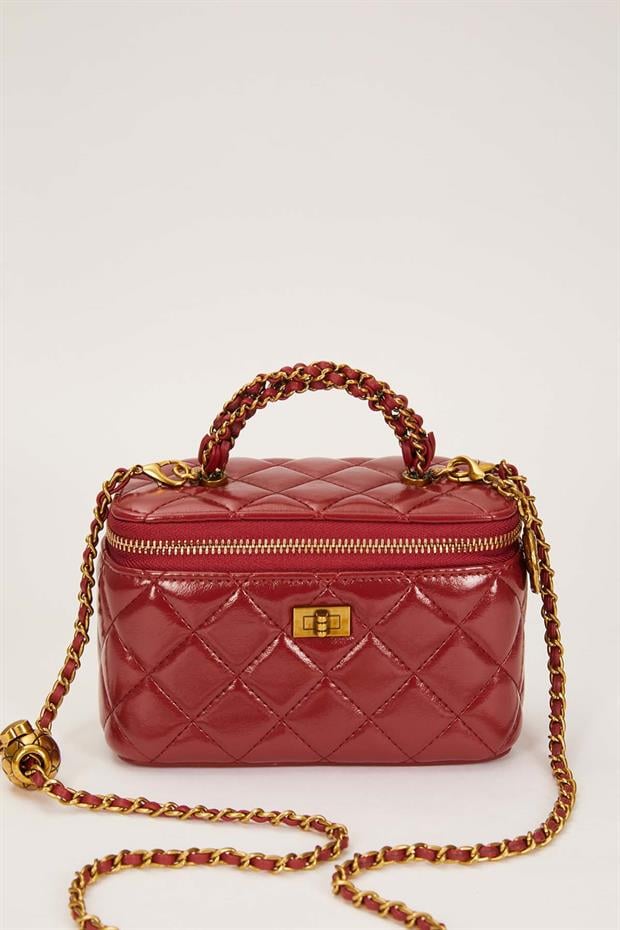 Kırmızı Ayarlanabilir Askılı Kutu Form El Çantası