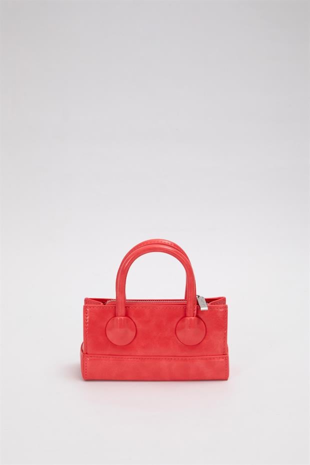 Kırmızı Ayarlanabilir Kilit Detaylı El Çantası