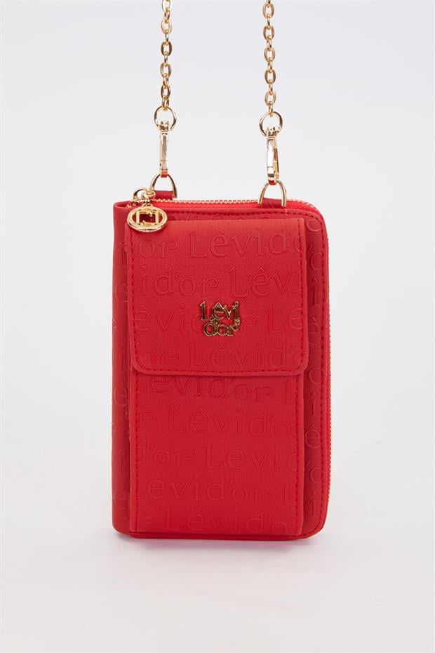 Kırmızı Baskı Model Zincirli Cüzdan