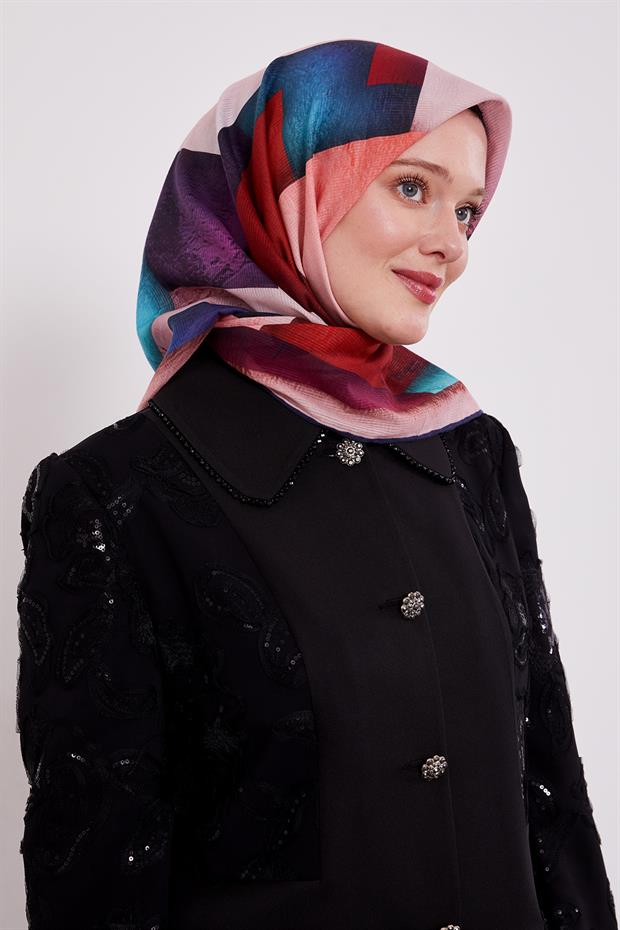 Kırmızı Çizgi Desen Pamuk Eşarp