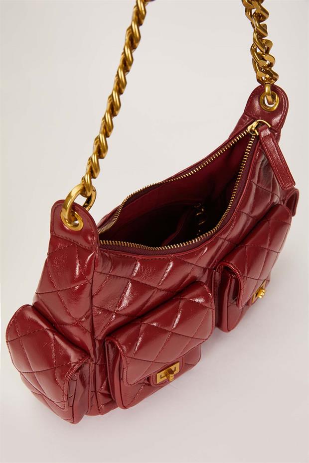 Kırmızı Çoklu Cep Bölmeli Omuz Çantası