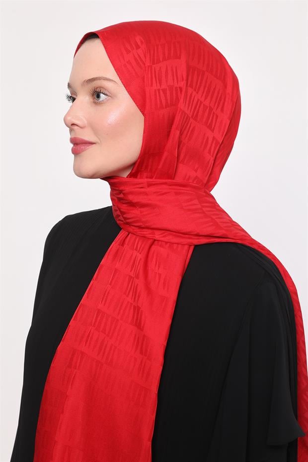 Kırmızı Damla Desen Blue Jakar Şal