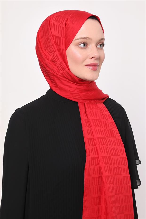Kırmızı Damla Desen Blue Jakar Şal