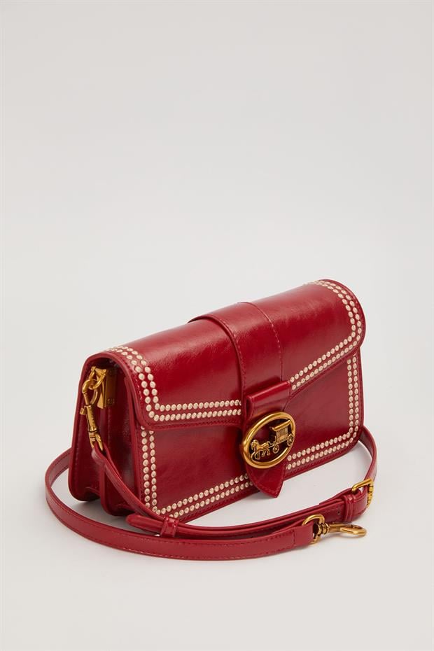 Kırmızı Dikişli Logo Detay Omuz Çantası