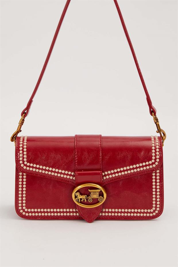 Kırmızı Dikişli Logo Detay Omuz Çantası