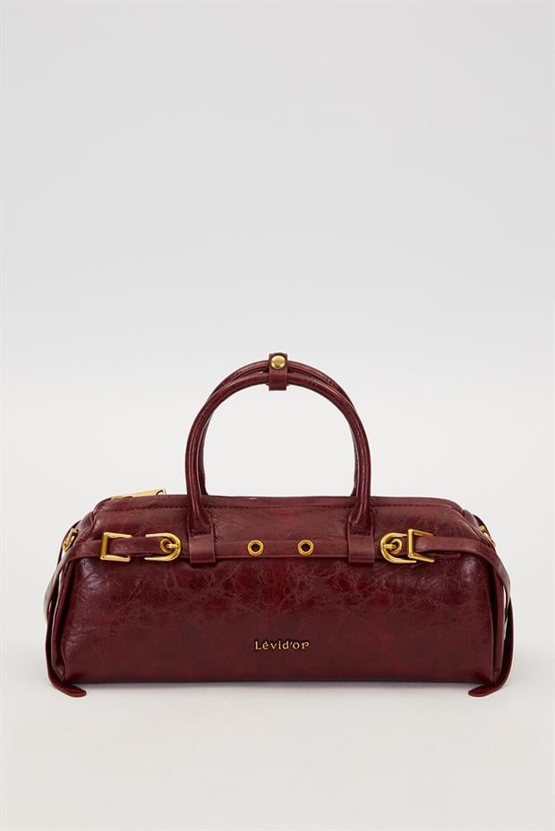 Kırmızı Eskitme Aksesuarlı El Çantası