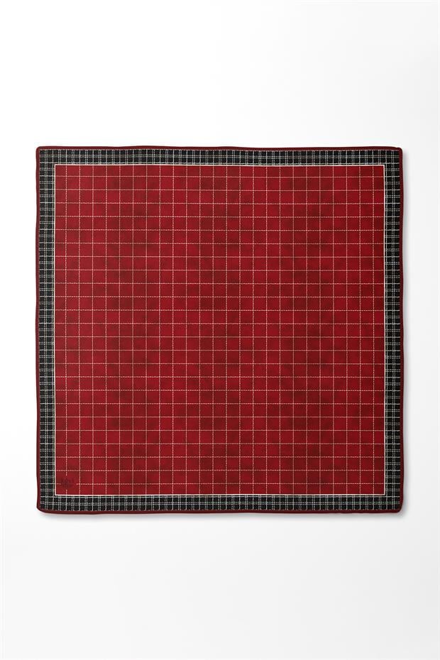 Kırmızı Kareli Twill İpek Eşarp