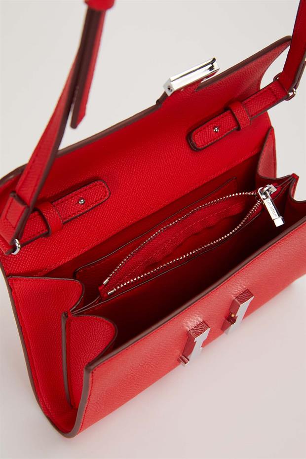 Kırmızı Kenar Dikiş Detaylı Omuz Çantası