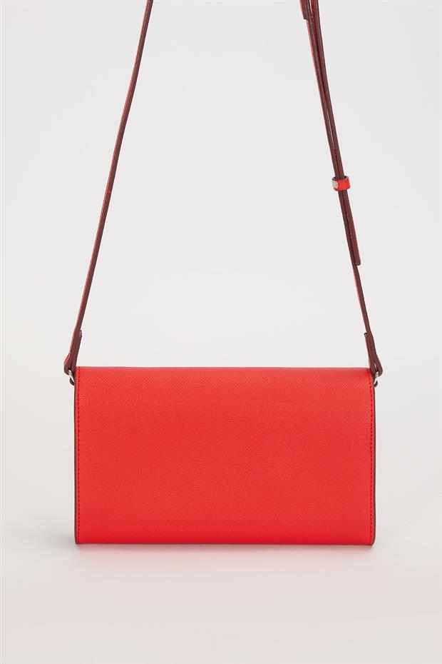 Kırmızı Kenar Dikiş Detaylı Omuz Çantası