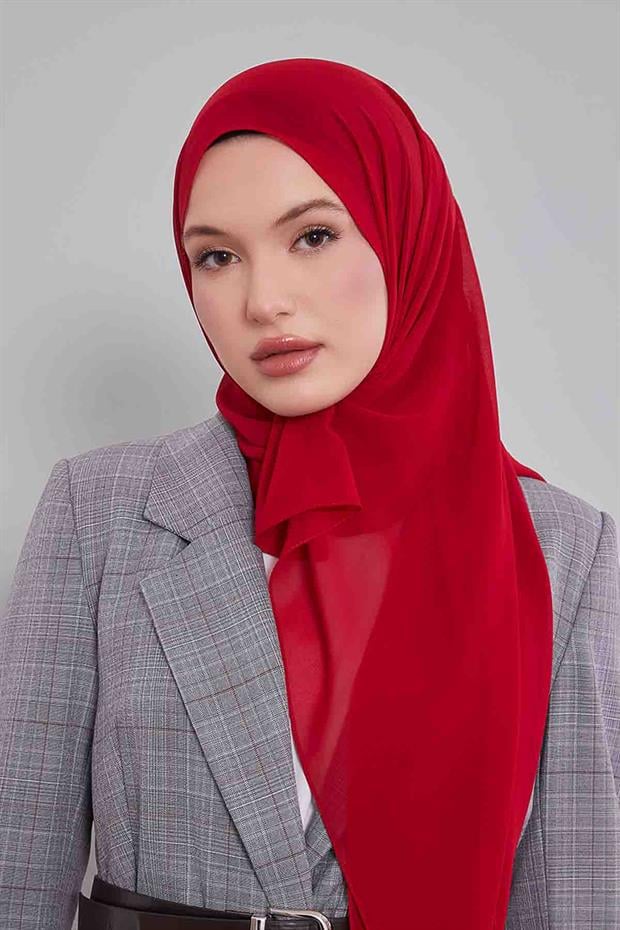 Kırmızı Lux Şifon Şal