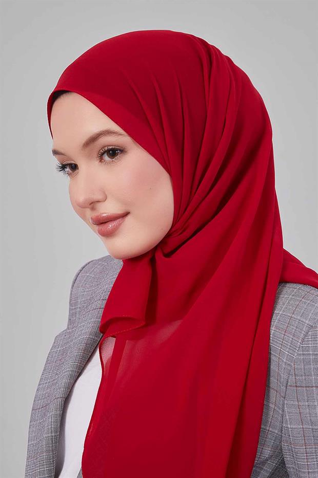 Kırmızı Lux Şifon Şal