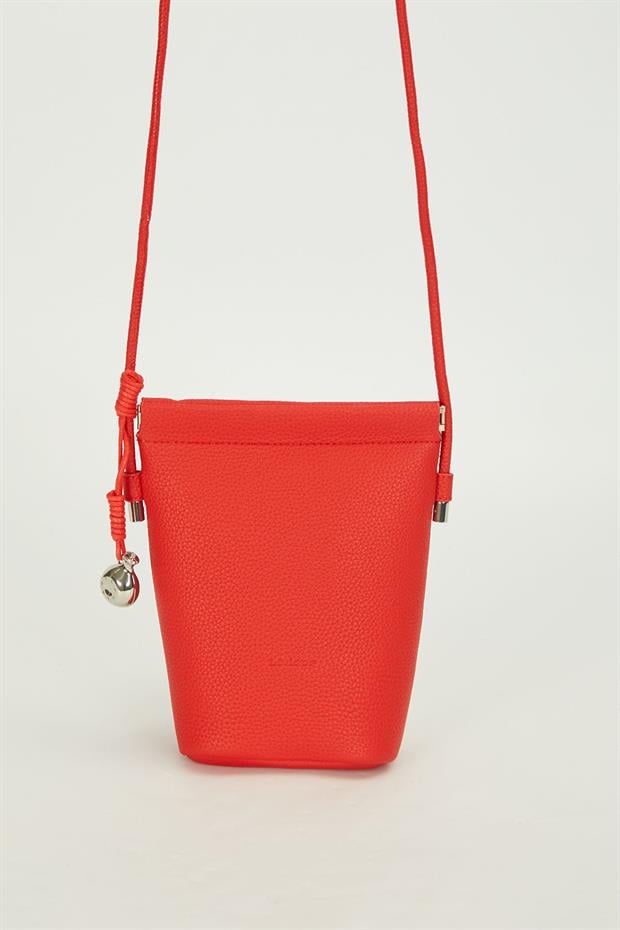 Kırmızı Metal top Aksesuarlı Omuz Çantası