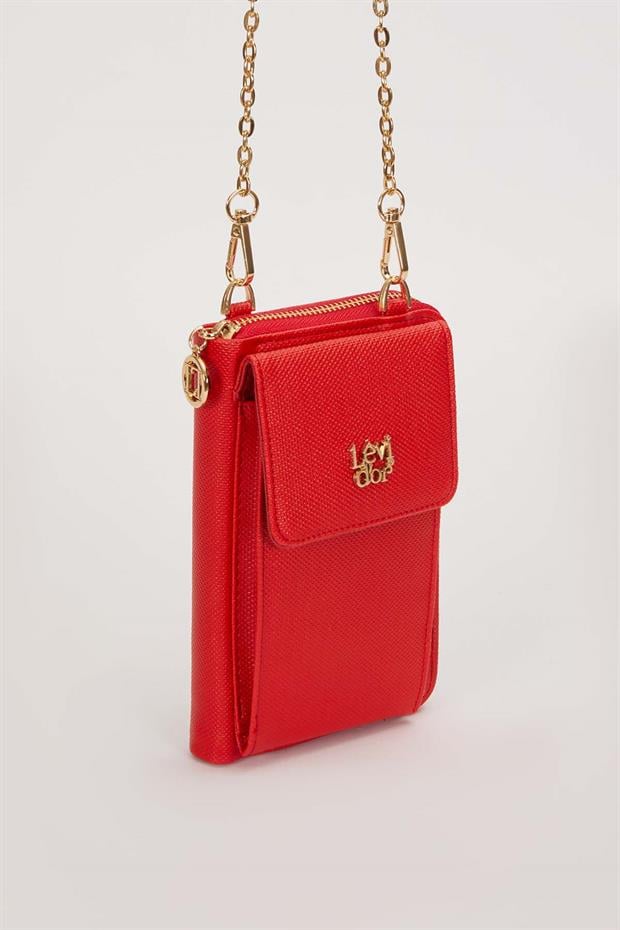 Kırmızı Ön Cepli Zincirli Cüzdan