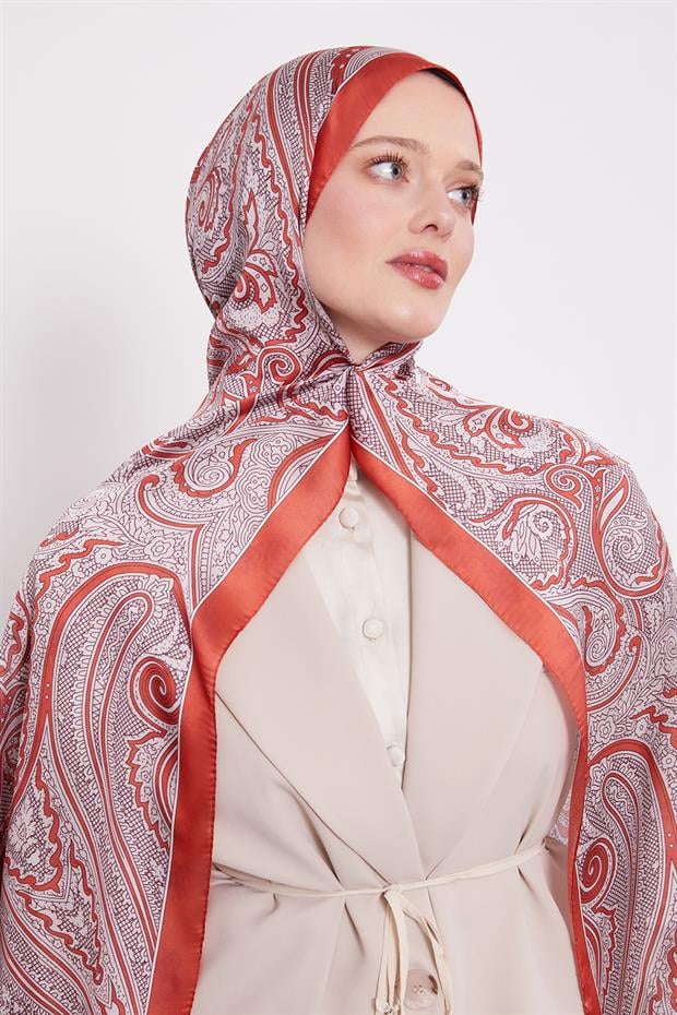 Kırmızı Sarmal Hint İpeği Şal