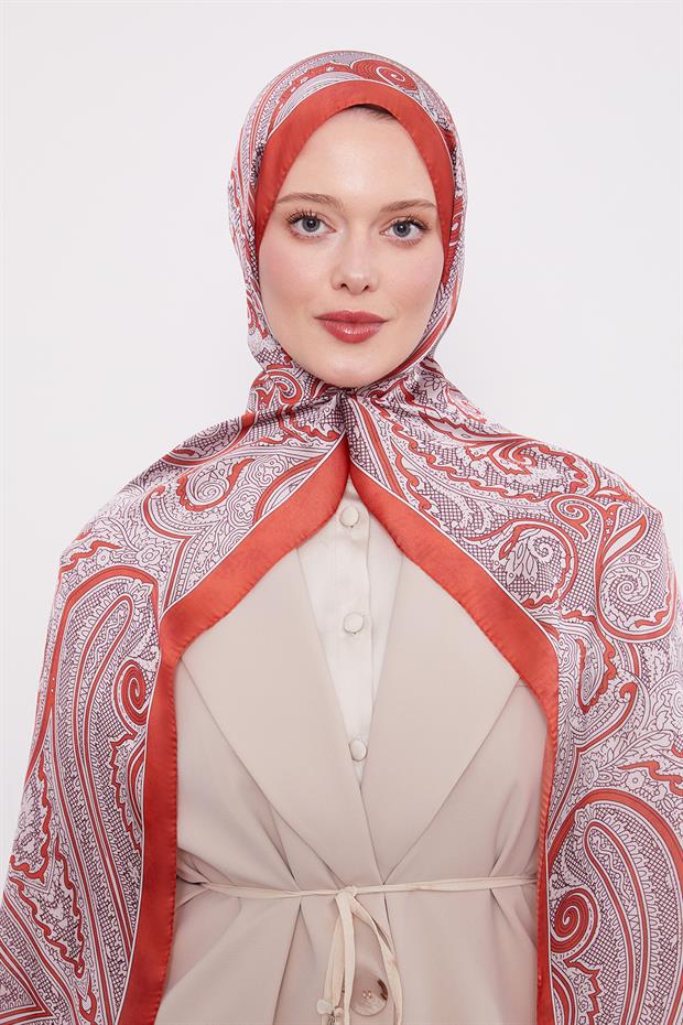 Kırmızı Sarmal Hint İpeği Şal