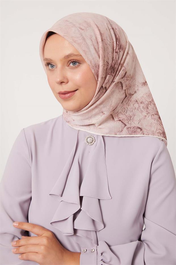 Kırmızı Şerit Desen Pamuk Eşarp