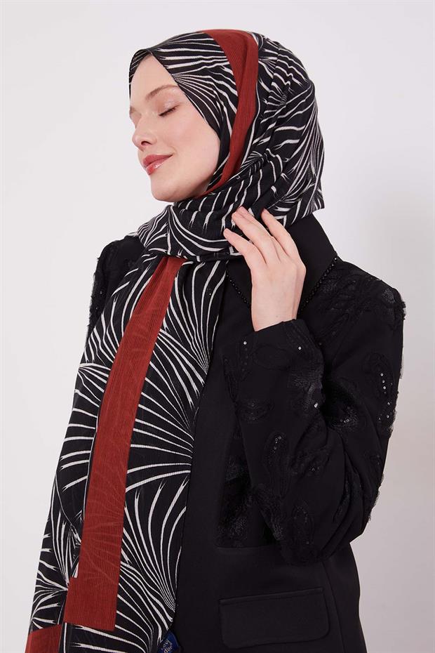 Kırmızı Tropikal Pamuklu Şal