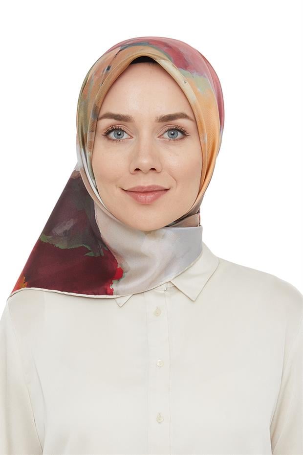 Kırmızı Twill İpek Eşarp