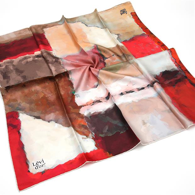 Kırmızı Twill İpek Eşarp