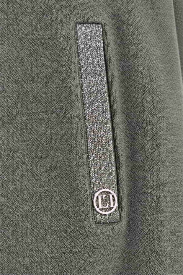 Kolları Taş İşlemeli Kaşmir İkili Takım Haki
