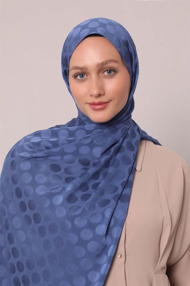 Kot Mavi Benek Desenli Jakar Capri Şal