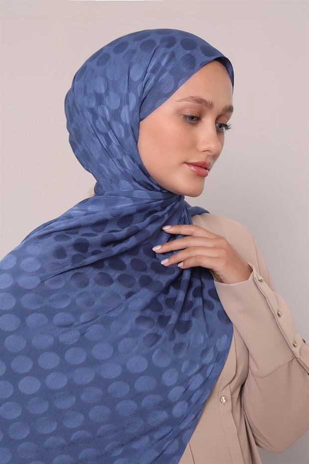Kot Mavi Benek Desenli Jakar Capri Şal
