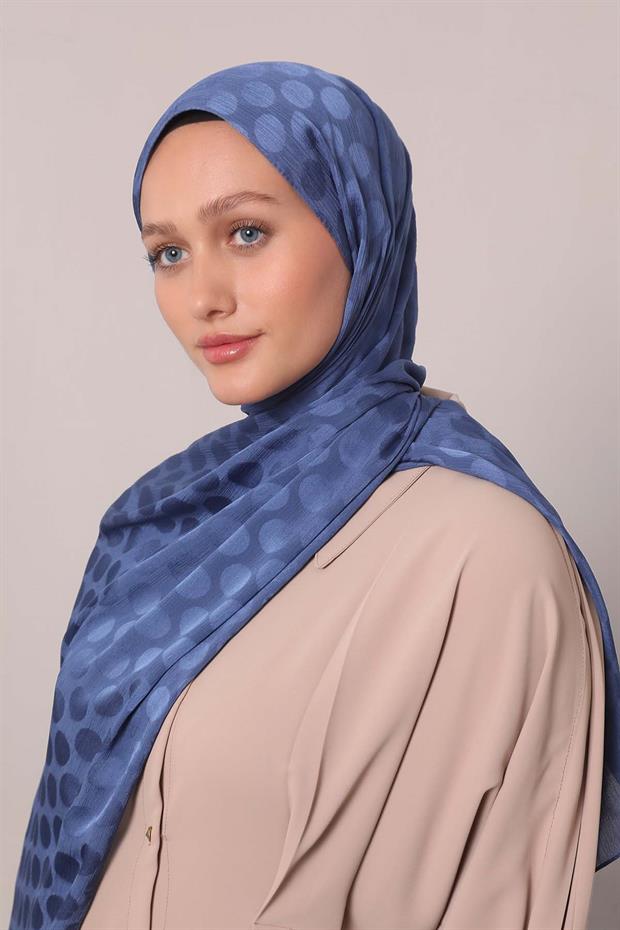 Kot Mavi Benek Desenli Jakar Capri Şal