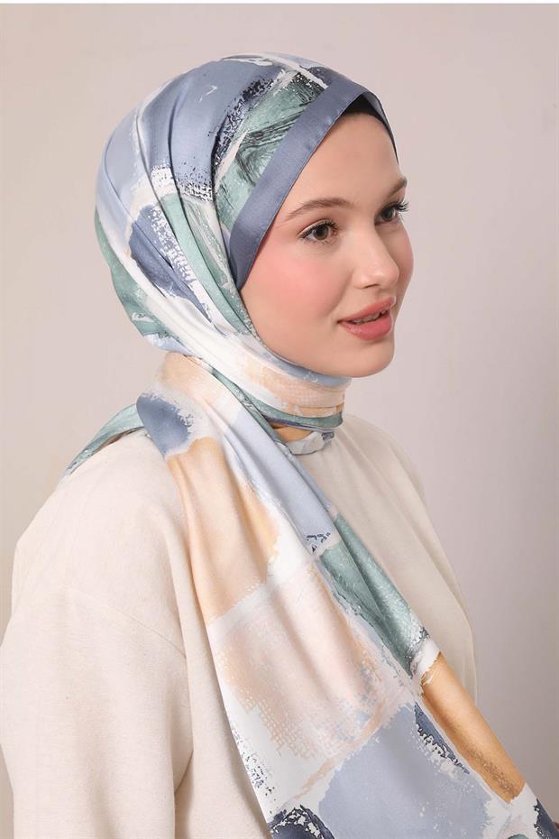 Kot Mavi Dama Desen Twill Şal