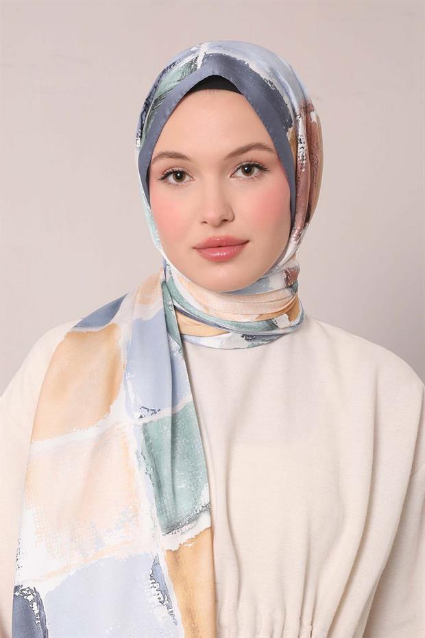 Kot Mavi Dama Desen Twill Şal