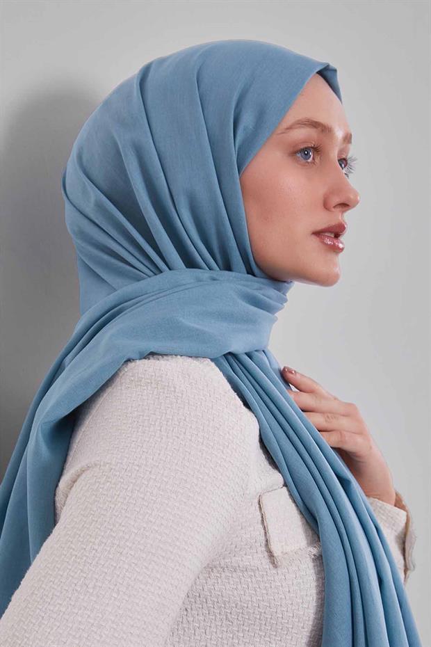 Kot Mavi Düz Tensel Şal