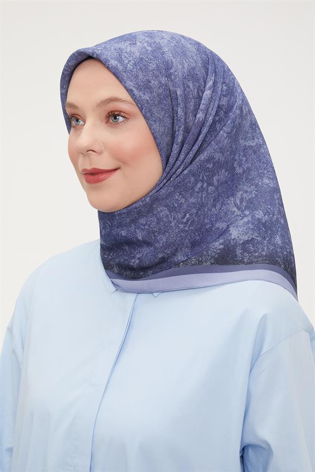 Kot Mavi Ebruli Aura Eşarp